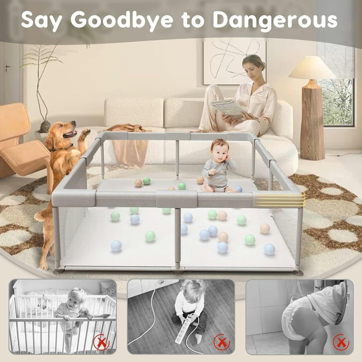 Gdaytao Large Baby Play Pen 200x180cm (6M-3Y)