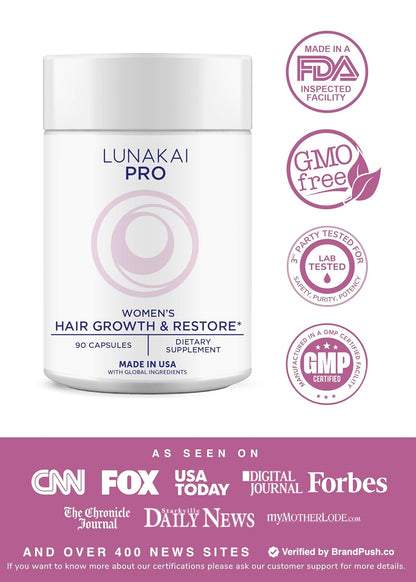 Lunakai PRO USA Made Women’s Hair Growth & Restore Vitamins