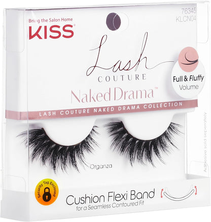 KISS Lash Couture Naked Drama Collection, Full & Fluffy Volume 3D Faux Mink False Eyelashes, Reusable and contact lens friendly