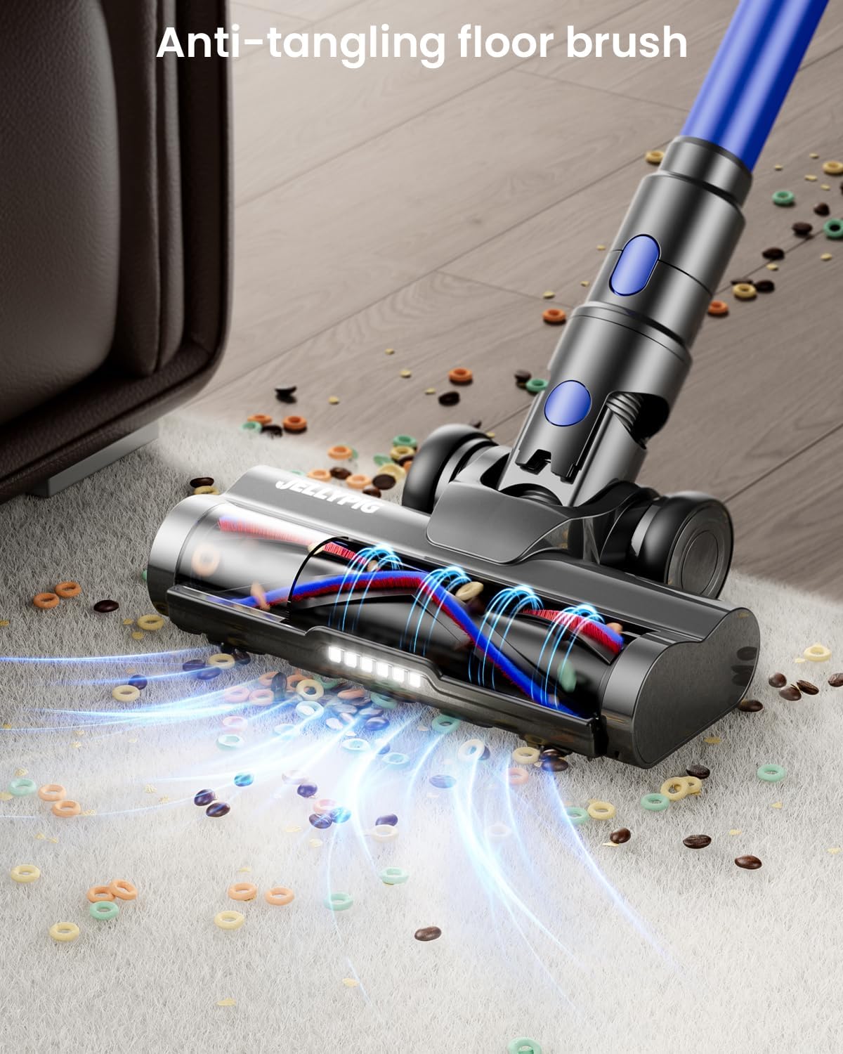 Cordless Vacuum Cleaner, Upgraded 580W 48KPA 65Mins Cordless Stick Vacuum Cleaner with Self-Standing and Touch Screen, Anti-Tangle Wireless Vacumm, Vacuum Cleaners for Home/Pet Hair/Carpets/Floors