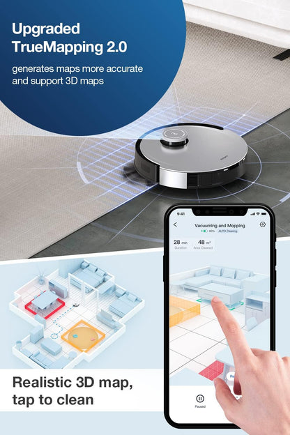Robot Vacuum and Mop Combo with Self-Emptying, Auto-Wash, Auto-Refill and Auto-Hot Air Drying, 5000Pa Suction, AIVI 3D Obstacle Avoidance, Built-in YIKO Voice Assistant, Black