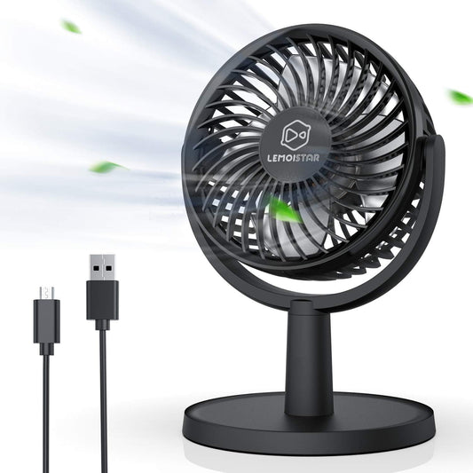 Mini Desk Fan, USB Powered Desktop Fan with 4 Speeds, Small but Powerful Strong Airflow Work Quiet, 310° Adjustment, Portable Personal Air Circulator Fan(Black)