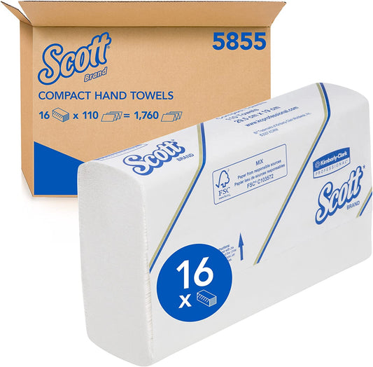 Scott Compact Hand Towel, 110 towels per pack, 16 packs