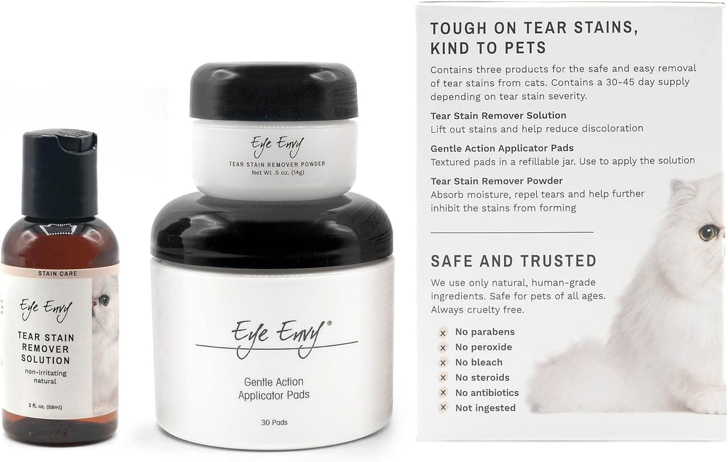 Eye Envy Cat Tear Stain Remover Starter Kit with ProPowder Brush,MADE IN USA