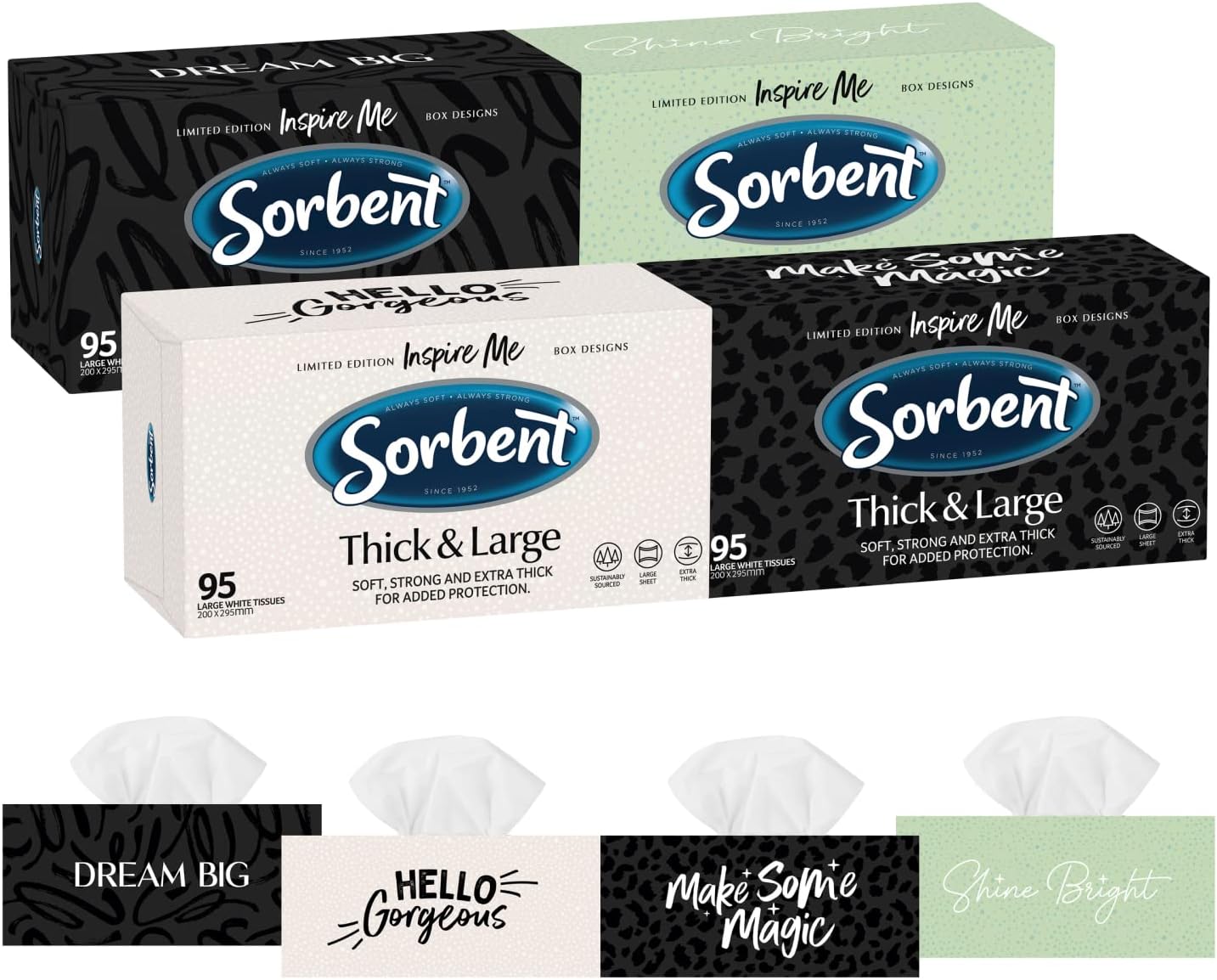 Sorbent Thick & Large White Tissue 12 Boxes X 95 Sheets