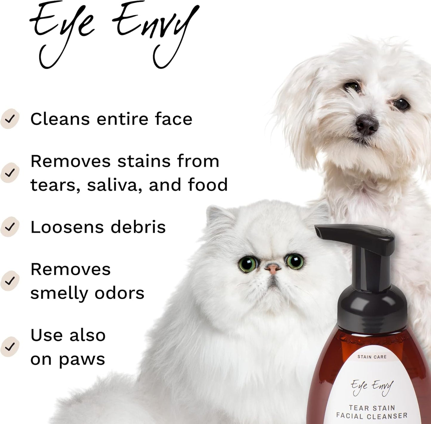 Eye Envy Tear Stain Facial Cleanser for Dogs and Cats.MADE IN USA