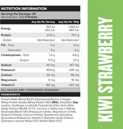 Muscle Nation Kiwi Strawberry Protein Water 750g (25 Serves)