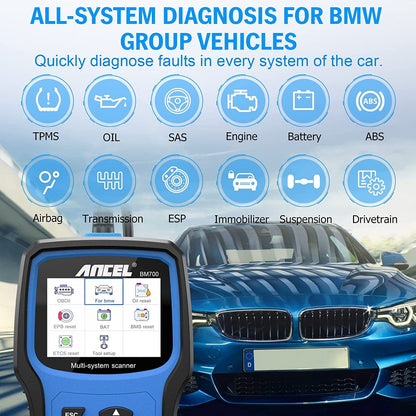 ANCEL BM700 BMW Professional SRS Airbag Reset Battery Registration Tool,Cooper OBD1 OBD2 Scanner