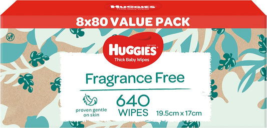 HUGGIES Thick Baby Wipes Fragrance Free 640 wipes