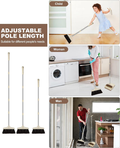 AVITONG Extendable 137CM Indoor Broom and Dustpan Set