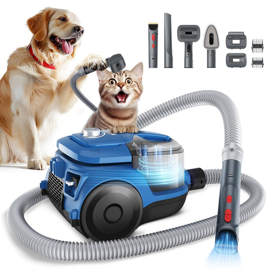 Grandtail Pet Grooming Vacuum & Dog Hair Vacuum,15kpa Dog Vacuum for Shedding Grooming with 8 Suction Mode and Large Dust Cup, Quiet 6 in 1 Dog Grooming kit for Shedding Pet Hair