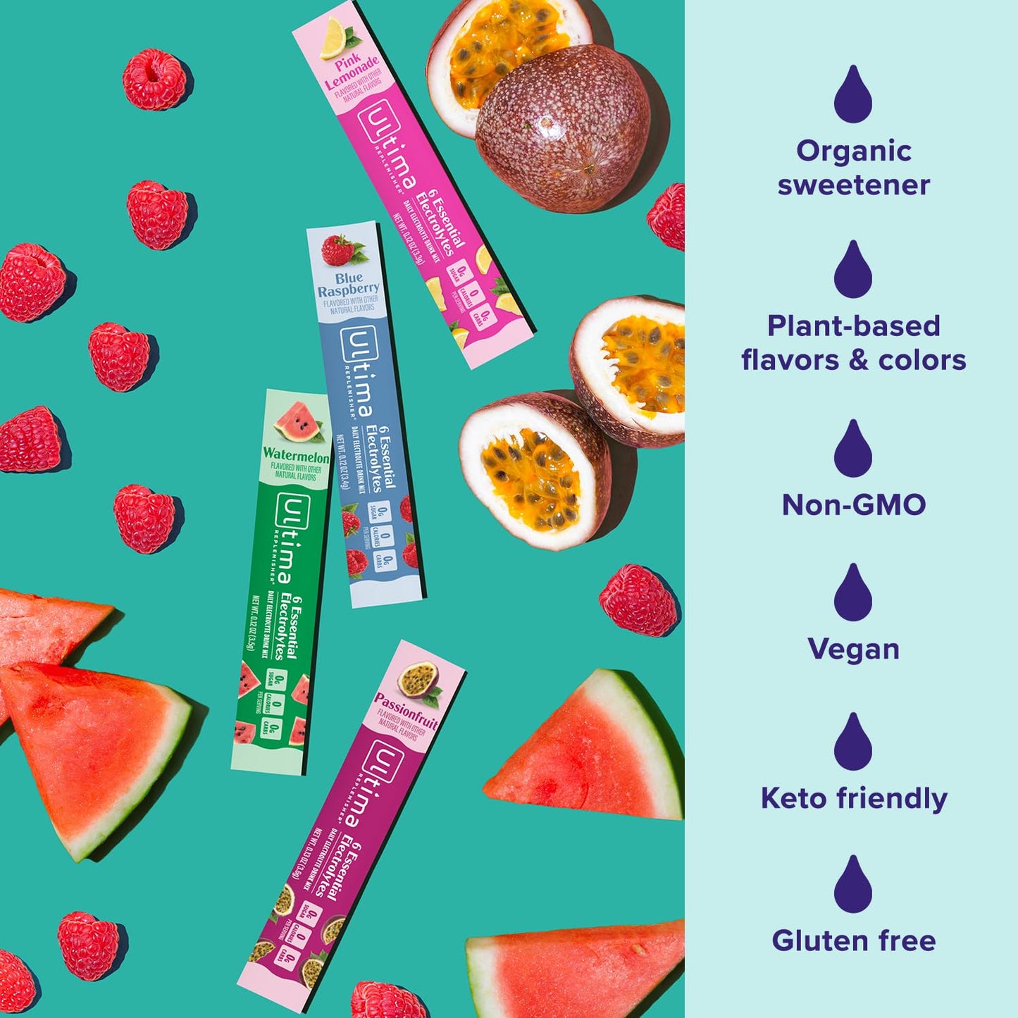 Ultima Replenisher Daily Electrolyte Drink Mix – Tropical Variety, 20 Stickpacks – Hydration Packets with 6 Electrolytes & Minerals – Keto Friendly, Non-GMO & Sugar-Free Electrolyte Powder