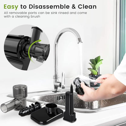 Keenray Cold Press Juicer, Masticating Juicer Machines, Celery Juicer with Quiet Motor Reverse Function, High Juice Yield Slow Juice Extractor for Vegetable and Fruit, Black, EL20