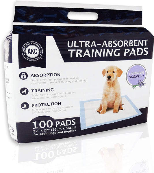 Kennel Club Scented Puppy Training Pads with Ultra Absorbent Quick Dry Gel – 22 x 22 Pee Pads For Dogs - Lavender Scented - Pack of 100