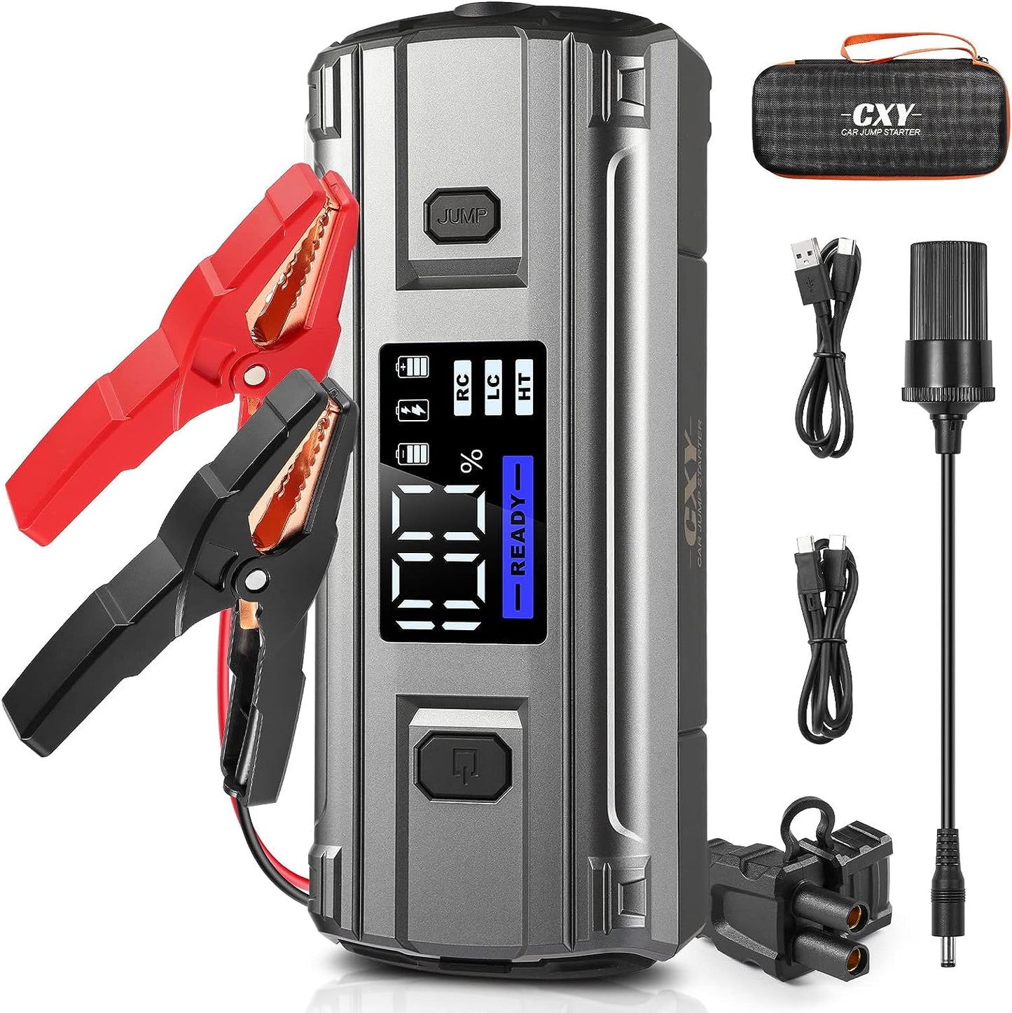 Cxy T13Plus 2000A Jump Starter Power Pack,65W in/Out Fast Charging 12V Car Jump Starter for Up to 8.5L Petrol or 6L Diesel Engines