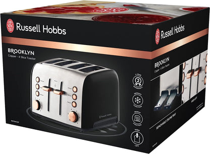 Russell Hobbs RHT94COP, Brooklyn Toaster 4 Slice, Extra Wide Toasting Slots