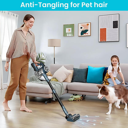 Belife S11 Cordless Vacuum Cleaner, Powerful Stick Vacuum with Anti-Hair Tangle, Up to 50Mins with Fade-Free Power, 11 Cones Filtration, Handheld Vacuum for Hardwood Floors, Carpet, Pet Hair