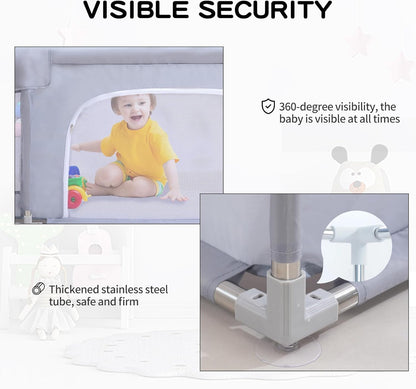 Baby Playpen, Playpens for Babies, Large Playard for Toddlers, Recreation Area (Gray, 205 * 185cm)