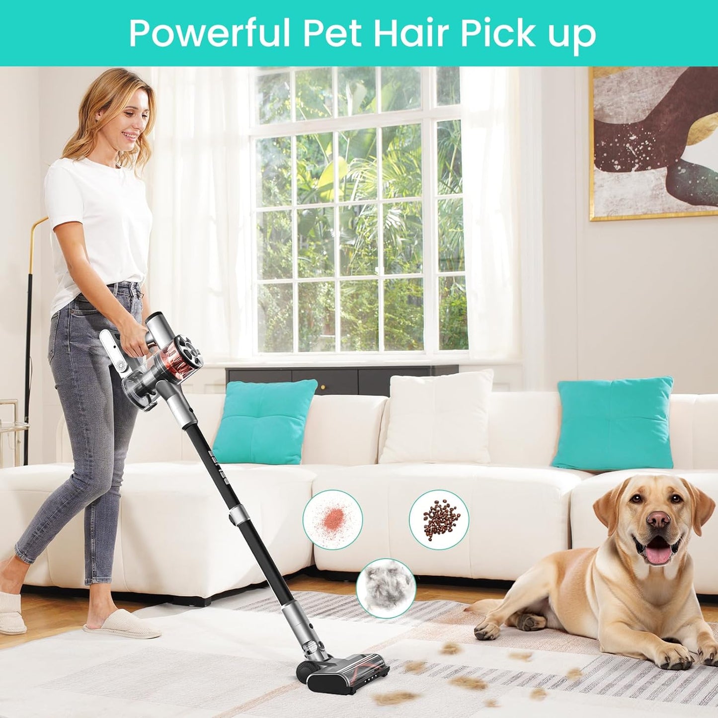 Belife S10 Cordless Vacuum Cleaner, Stick Vacuum Cleaners for Home Carpet and Hardwood Floor, Household Wireless Vacuum for Pet Hair, 22Kpa Powerful Digital