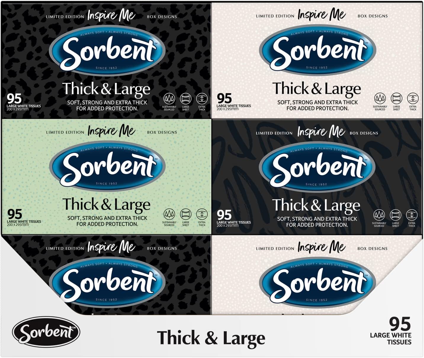Sorbent Thick & Large White Tissue 12 Boxes X 95 Sheets