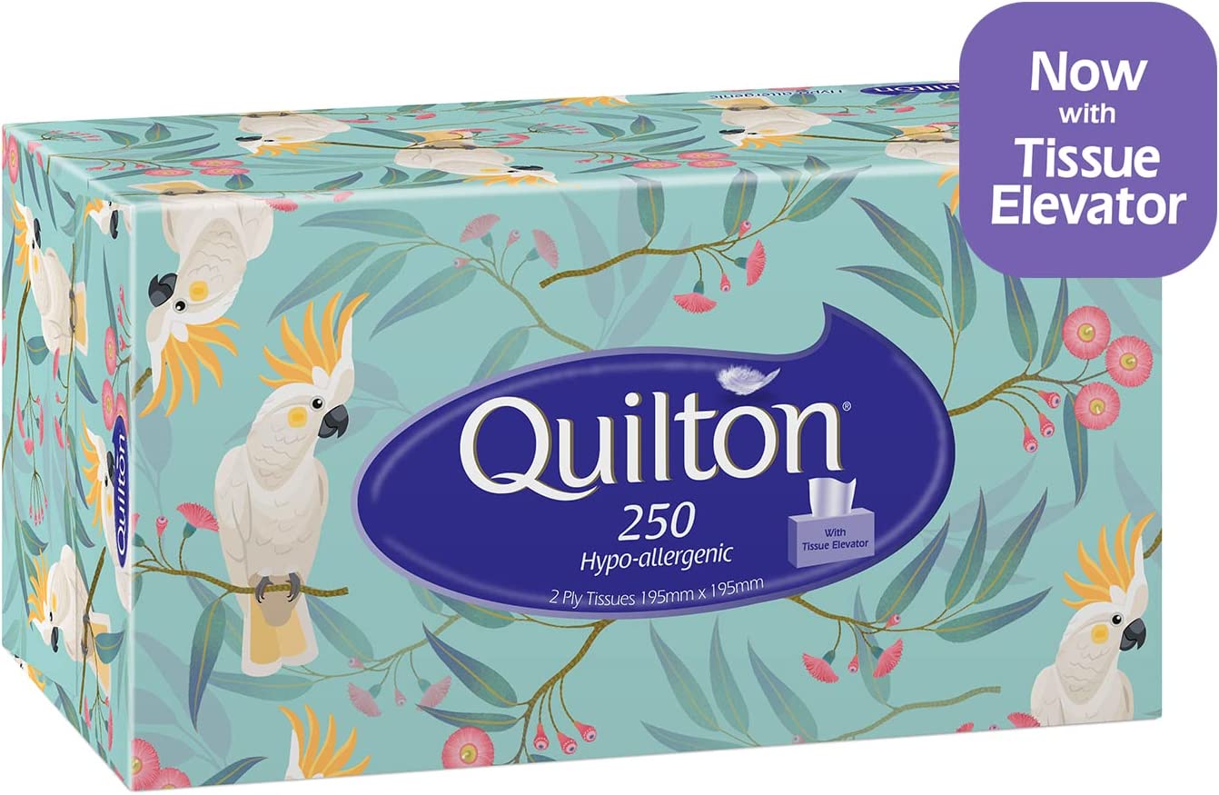 Quilton Hypo Allergenic 2 Ply 250 Facial Tissues , 12 packs – Shopperss