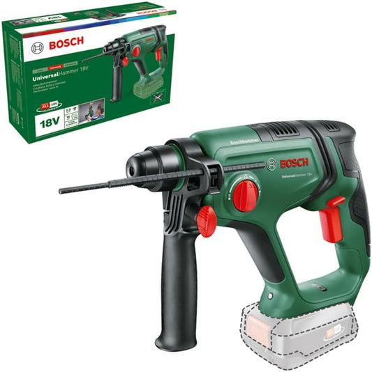 Bosch Home & Garden 18V Cordless Rotary Hammer Drill SDS Plus Without Battery, Drilling/Hammer Drilling/Chiselling; 2.0 J Impact Energy, Tool Holder (UniversalHammer 18V)