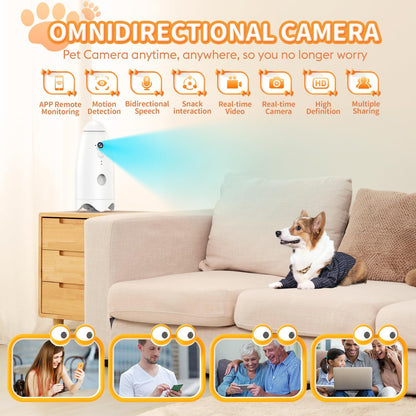 dog-camera-treat-dispenser-360°view-pet-camera-2K HD Camera with Phone app-Automatic Dog Feeder-Dog Toys-cat Camera 8X HD -Treat Dispenser