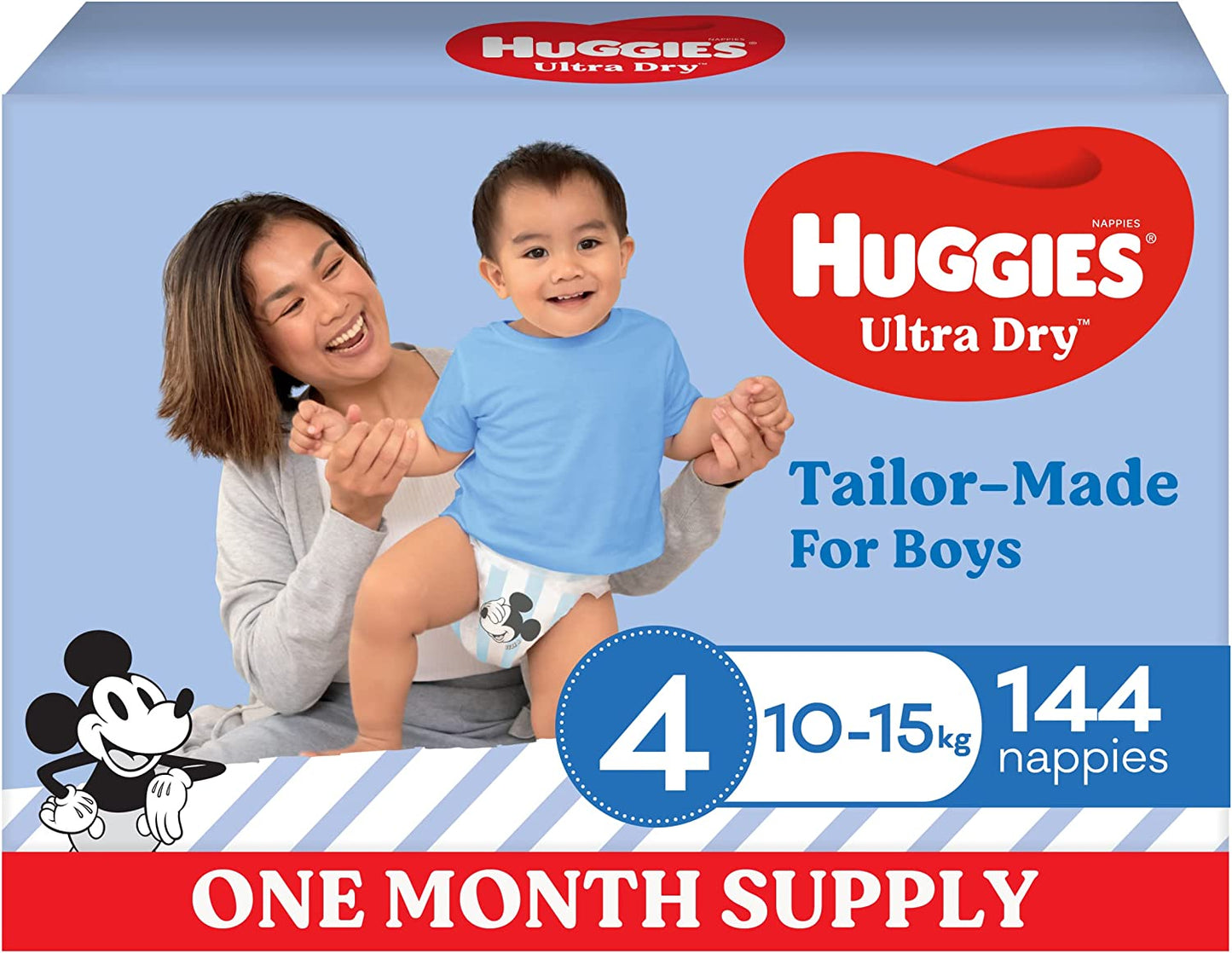 Huggies Ultra Dry Nappies Boys Size 4 (10-15kg) 144 Pieces