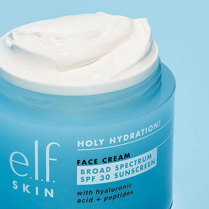 e.l.f. Holy Hydration! Face Cream - Broad Spectrum SPF 30 Sunscreen, Moisturizes & Softens Skin, Quick-Absorbing & Ultra-Hydrating, 1.8 Oz (50g)