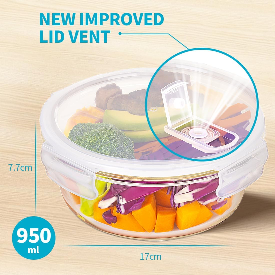 Igluu Meal Prep Glass Containers [5 PACK + EXTRA lid] - Glass Food