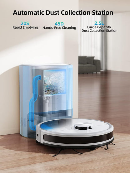 HONITURE Robot Vacuum and Mop Combo, Self Emptying Robotic Vacuum with Lidar Navigation, Smart App Mapping, 3500Pa Suction, Ideal for Pet Hair Carpet Hard