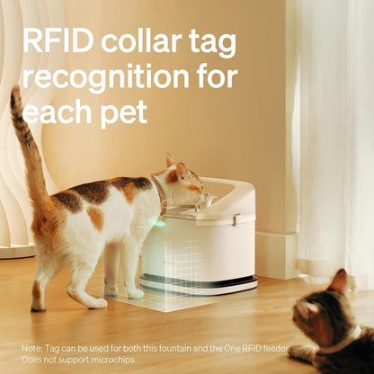 PETLIBRO RFID Smart App Monitoring Cat Water Fountain, 101oz/3L Large Dockstream Pet Fountain for Multi-Pets with Mini Collar Tag, 2.4G Wi-Fi Automatic Cat