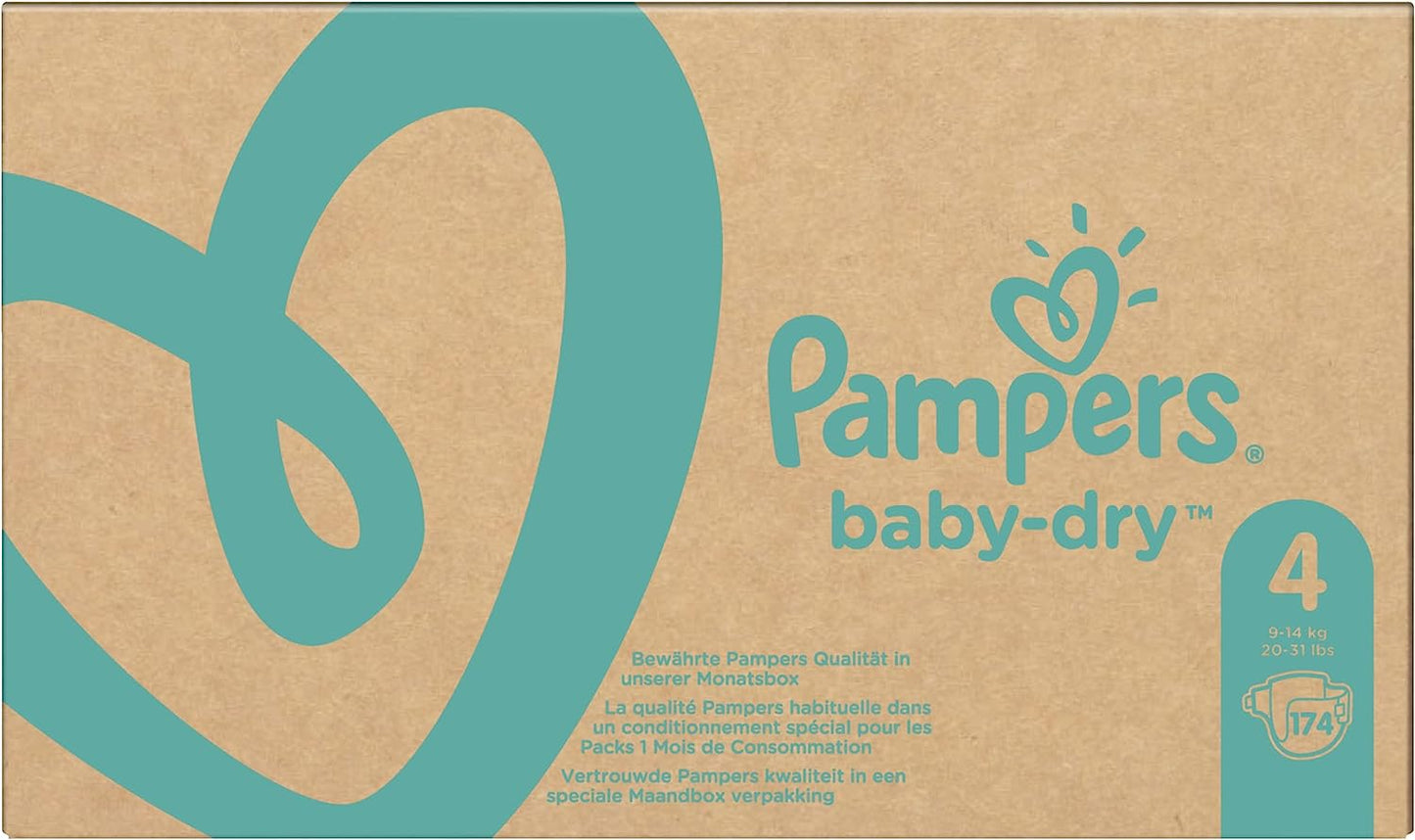 Pampers Baby-Dry Nappies Size 4 Toddler, 174 count, 9-14kg
