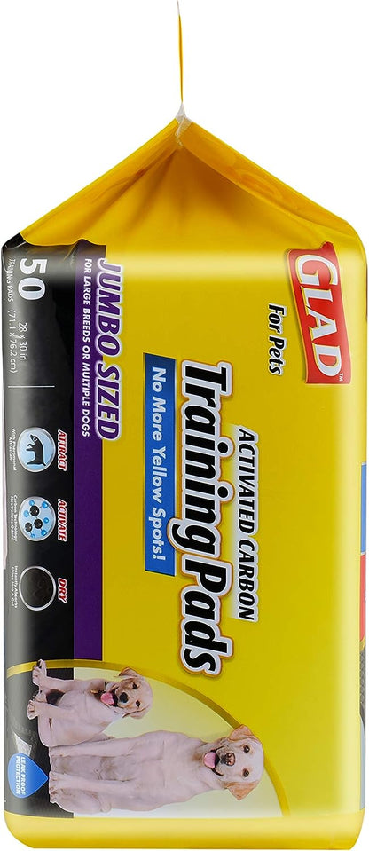 Glad for Pets JUMBO-SIZE Charcoal Puppy Pads | Black Training Pads That Absorb & Neutralize Urine Instantly | New & Improved Quality Dog Training Pads, 60 Count