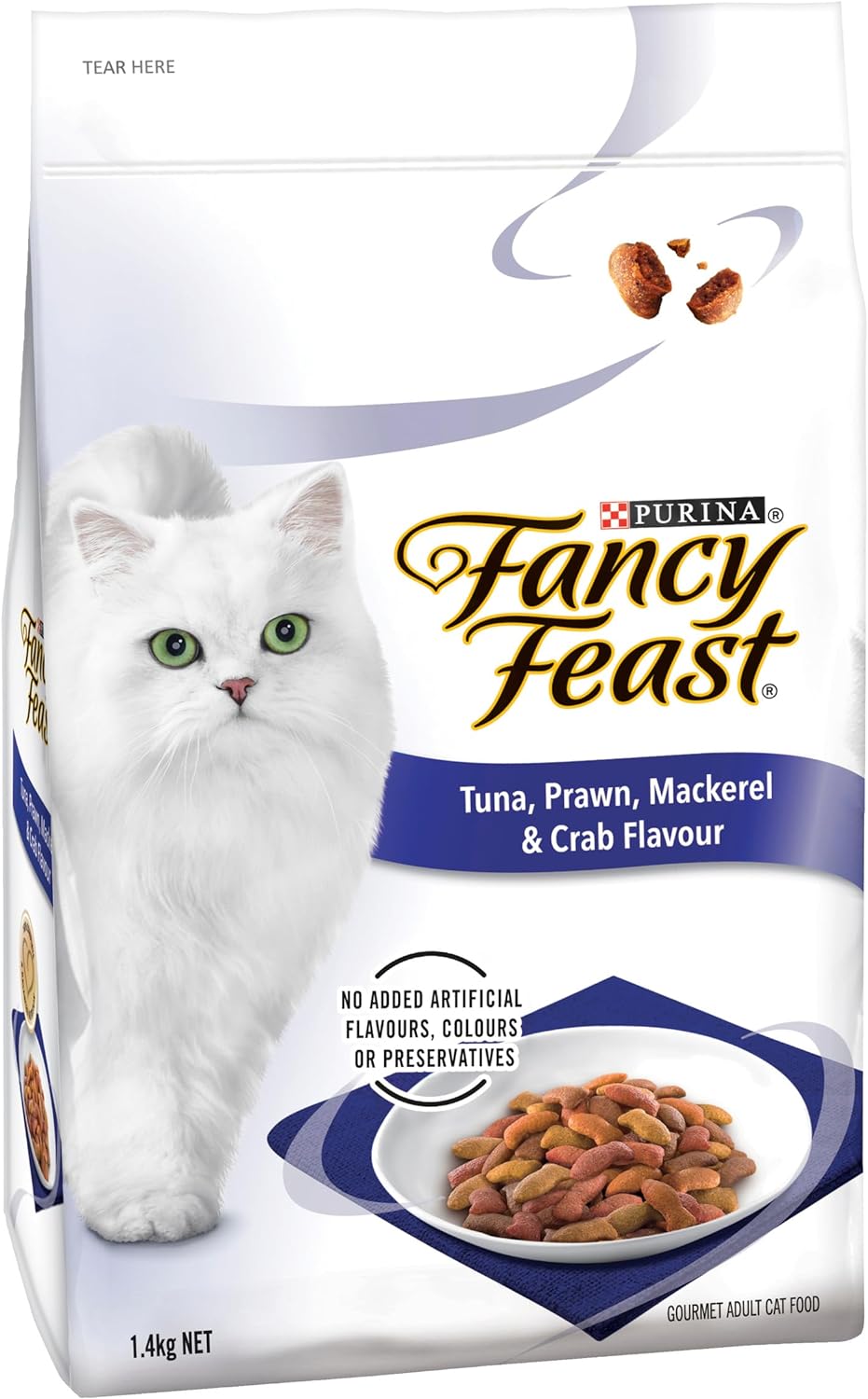 FANCY FEAST Adult Tuna Prawn Mackerel and Crab Flavour Dry Cat Food 1.4kg