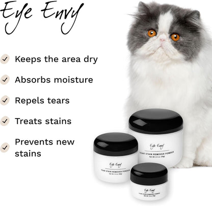 Eye Envy Tear Stain Remover Powder for Dogs and Cats. 100% Natural, Safe.Made in USA.0.5oz