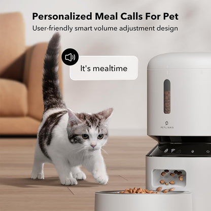 Automatic Cat Food Dispenser, 5G WiFi Pet Feeder with Freshness Preservation, Timed Cat Feeders for Dry Food, Up to 48 Portions 10 Meals Per Day, Granary Pet Feeder for Cat/Dog, WiFi White