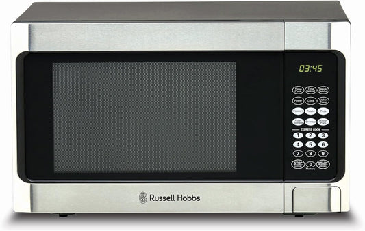 Russell Hobbs Microwave Oven Family Size, RHMO300, 1000W Power, 34L Capacity, 10 Power Levels, 6 Auto Cook Menus, LED Digital Display - Stainless Steel Finish, Silver/Black