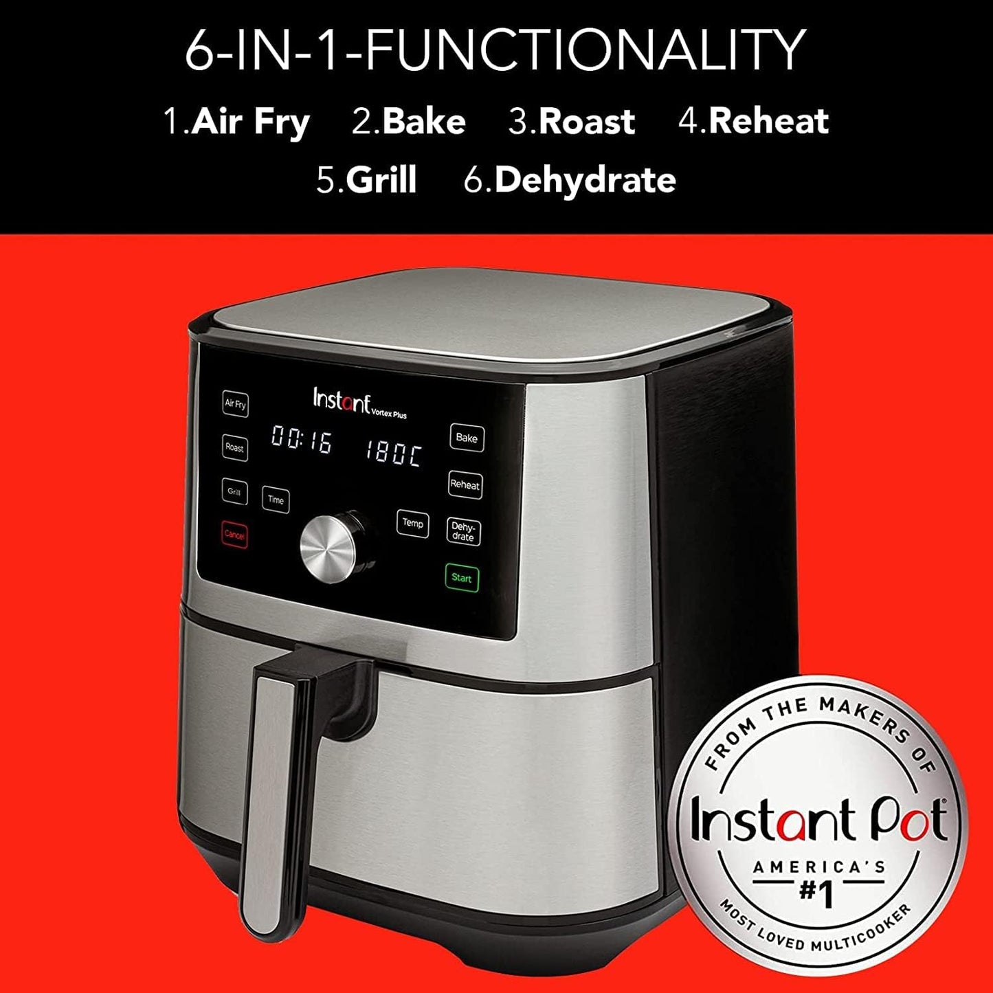 Instant Vortex Plus 5.7L Air Fryer & Décor Décor Cook Refillable Oil Sprayer,White