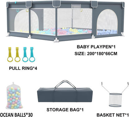 Extra Large Baby Playpen, GuanfeiTech 200 * 180cm Playyard Play Pens for Babies and Toddlers