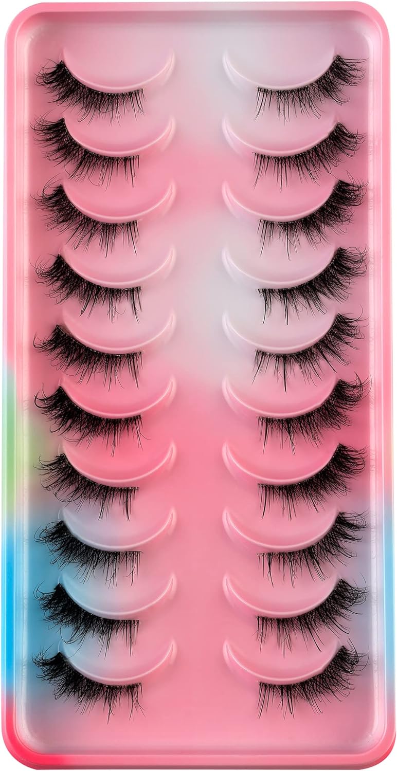 False Lashes Russian Strip Lashes Fluffy D Curl False Eyelashes Natural Lashes Strips Curl Fake Lashes Pack Volume Eye Lashes Multipack (AF43)