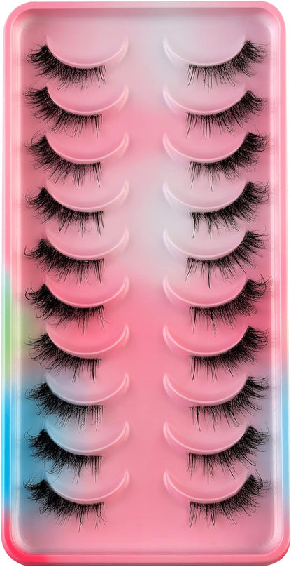 False Lashes Russian Strip Lashes Fluffy D Curl False Eyelashes Natural Lashes Strips Curl Fake Lashes Pack Volume Eye Lashes Multipack (AF43)