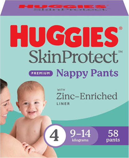 Huggies Skin Protect Nappies Pants Size 4 (9-14 kg) 58 Count