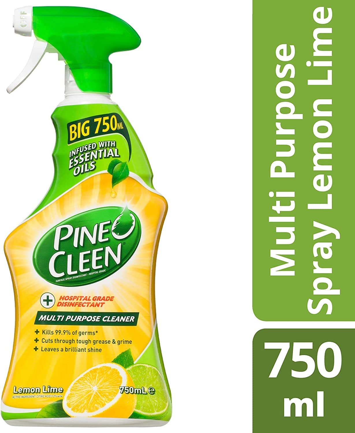 Pine O Cleen Disinfectant Multipurpose Cleaner Lemon Lime 750mL (Pack of 6)