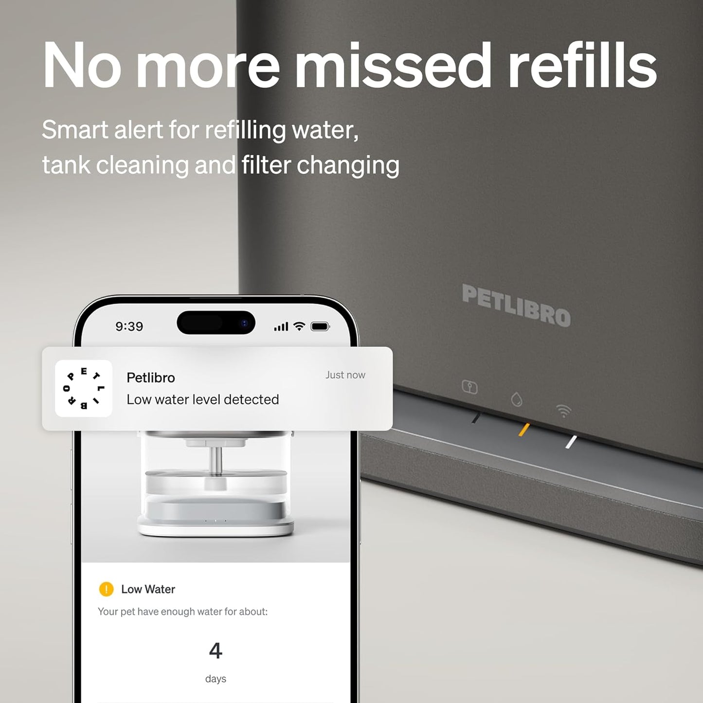 PETLIBRO Upgrade Cat Water Fountain Stainless Steel Tray, Dockstream 2 Cat Fountain Indoor, 3L/101oz