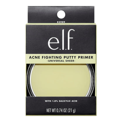 e.l.f. Acne Fighting Putty Primer, Infused with 1.8% Salicylic Acid, Prevents Breakouts & Reduces Redness, Minimizes Pores & Preps Skin, 0.74 Oz (21g)