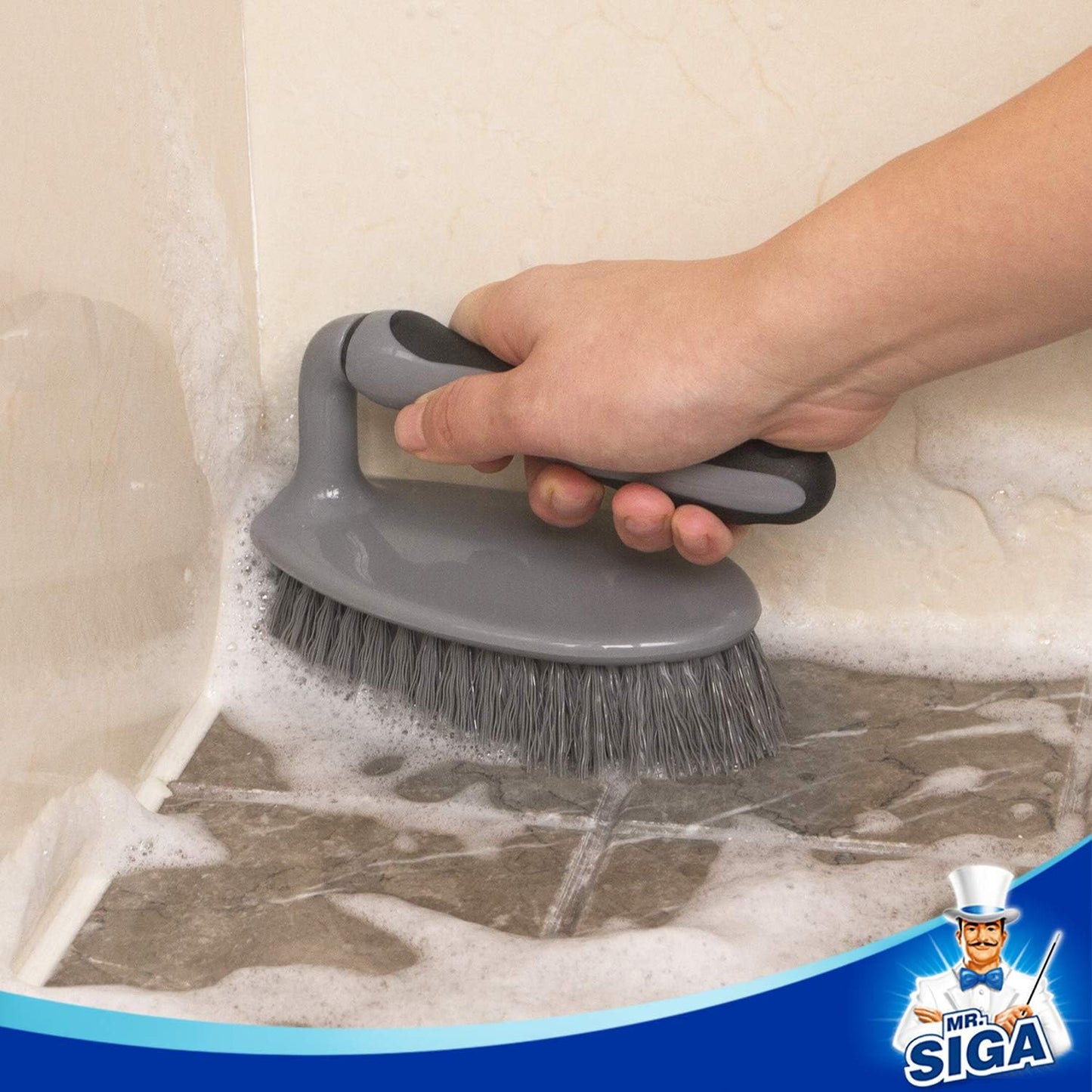 MR.SIGA Heavy Duty Scrub Brush with Comfortable Grip 2-Pack