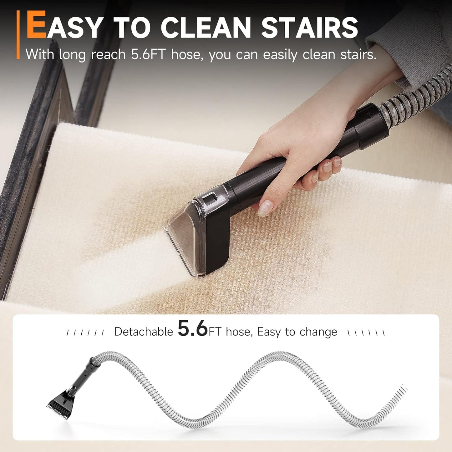 TAB Carpet Cleaner Machine, FastHeating Portable Upholstery Spot Cleaner Shampooer Machine, 14KPa Stain Remover Deep Cleaner for Pets,Stairs,Car Seat and Couch, Self-Cleaning, 140℉ Heat Wash, R6