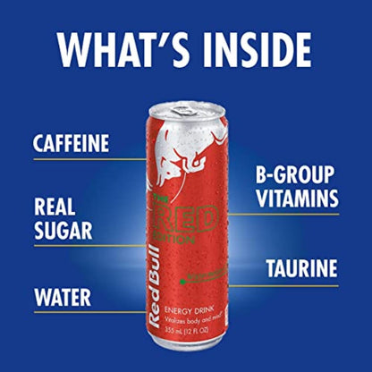 Red Bull Energy Drink, Watermelon | 114mg Caffeine | Contains Taurine & B Vitamins |Pack of 12