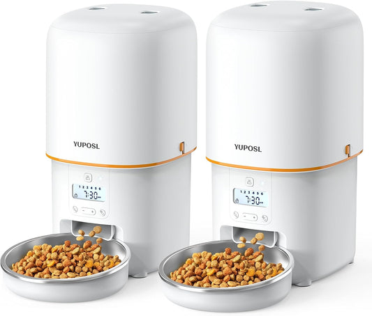 Yuposl Automatic Cat Feeders - 8cup for Pets with Over 180-day Battery Life,1-6 Meals Control